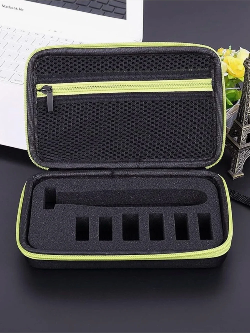 Black and Lime Green Hard Travel Case for One Blade Trimmer
